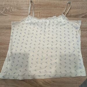 Liz Claiborne Cream and Blue Floral Camisole